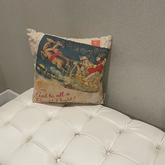 Primitives by Kathy Santa Reindeer Sled Christmas Pillow NWT - Picture 13 of 15